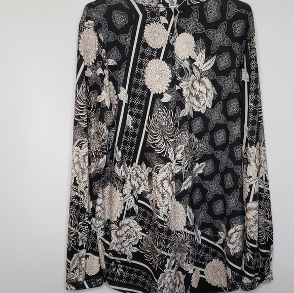 Point Zero Floral 1/4 Zip Long Sleeve Top Pullover Neutral Women's Size XL - Picture 2 of 14